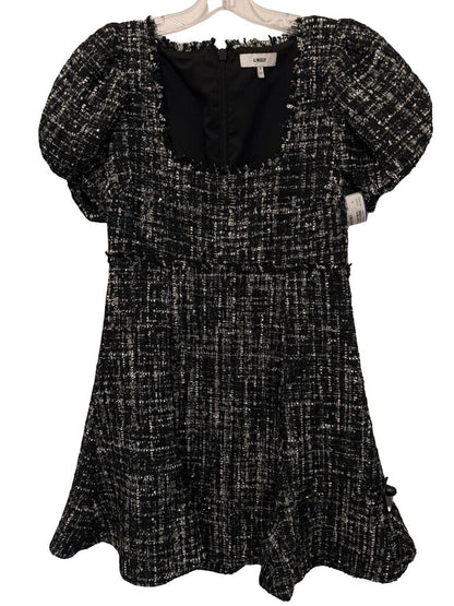 Metallic Tweed Sq Nk W/Flounce