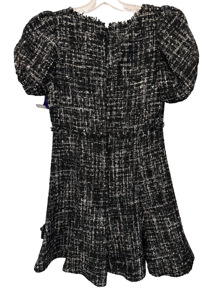 Metallic Tweed Sq Nk W/Flounce
