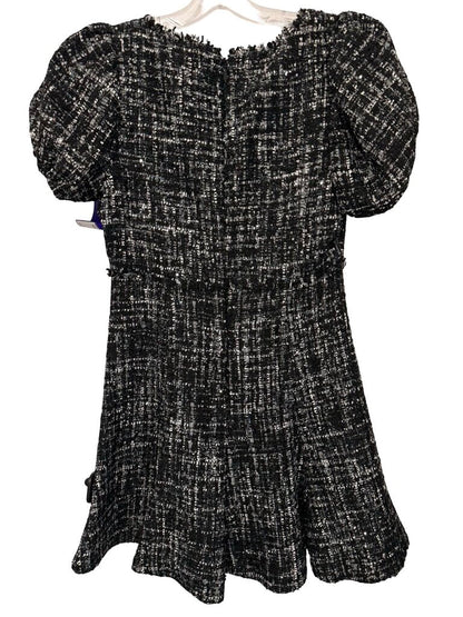 Metallic Tweed Sq Nk W/Flounce