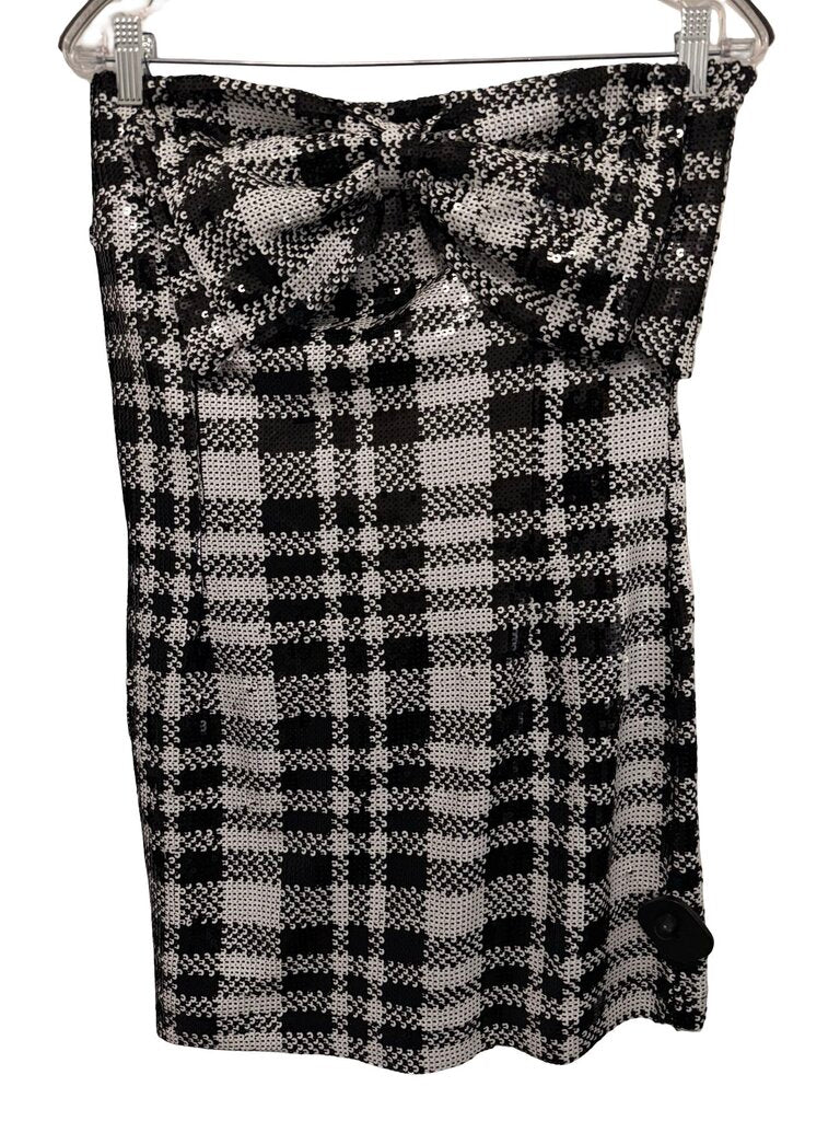 Sequin Check Strapless W/Bow