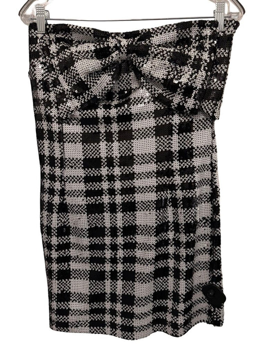 Sequin Check Strapless W/Bow