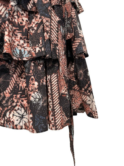 Print Tiered W/Ruffles Belted