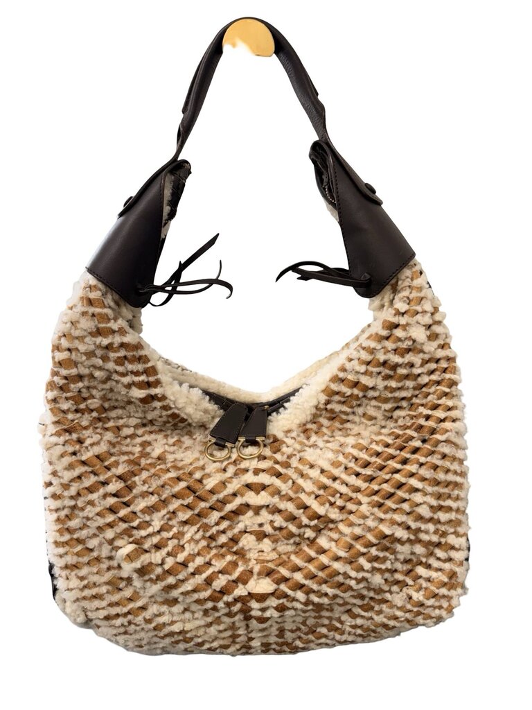 Woven Shearling Hobo