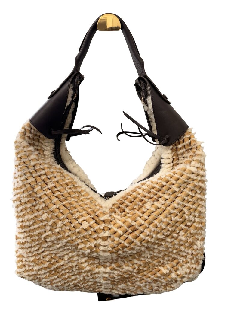 Woven Shearling Hobo